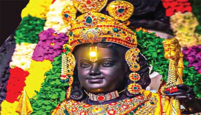Suryatilakam on the forehead of Bala Rama at 12 noon