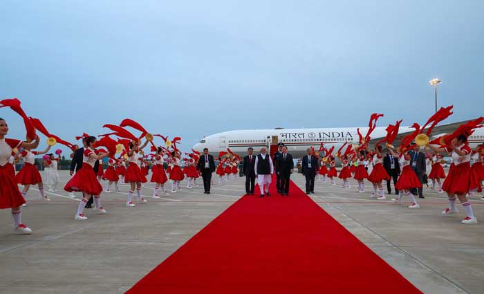 Prime Minister Narendra Modi arrives in China